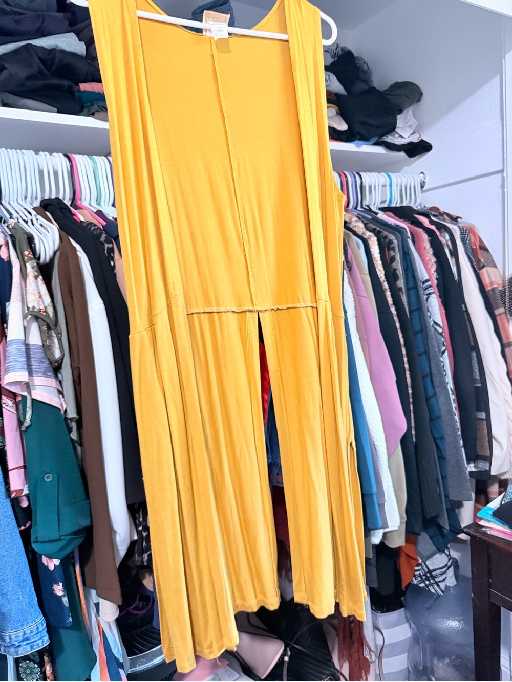 Sleeveless Mustard Yellow Long Tunic Vest